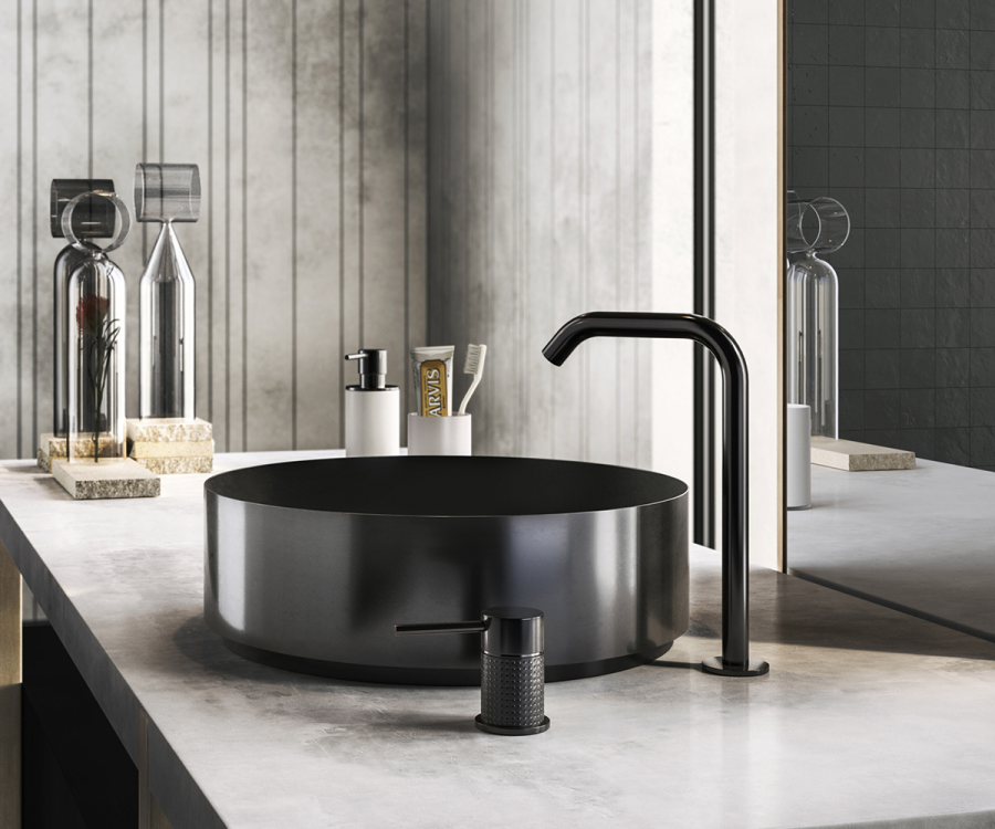 Излив для раковины Gessi316, высокий 273 мм, отдельностоящий, цвет Warm Bronze Brushed PVD - изображение 1