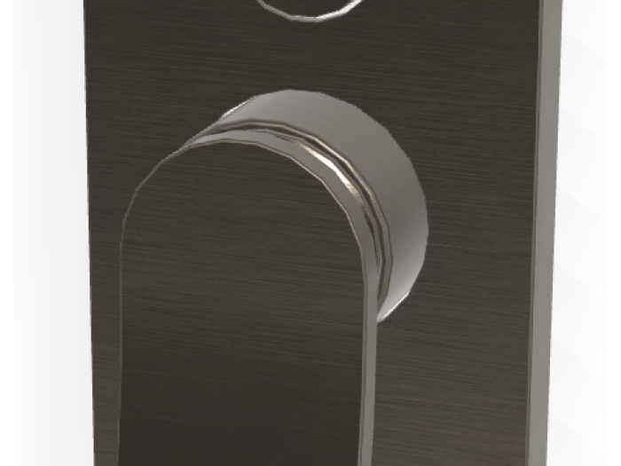 На изображении товар Смеситель Carlo Frattini Flo, однорычажный, настенный, с кнопочным переключателем на 2 потребителя, Н-150 мм, внешняя часть, цвет брашированный чёрный хром от официального представителя в Москве