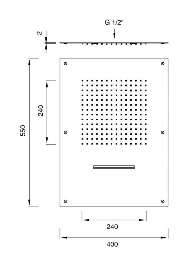 Верхний душ CEA Design Acqua E Luce, встраиваемый, 400х550 мм, 2 режима, сталь, цвет медь сатинированная - изображение 2