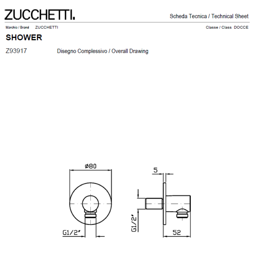 Шланговое подсоединение Zucchetti , цвет хром - изображение 1