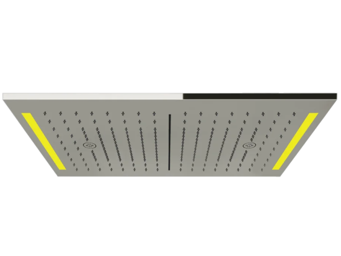 На изображении товар Верхний душ Gessi Colour 2017, встраиваемый, скрытая часть, в комплекте пульт управления с держателем, 300x500 мм, цвет Mirror Steel от официального представителя в Москве