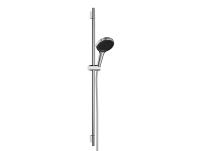 На изображении товар Душевой гарнитур Hansgrohe Rainfinity 130 3jet, штанга Н. 915 мм, с ручной лейкой и шлангом, цвет хром от официального представителя в Москве