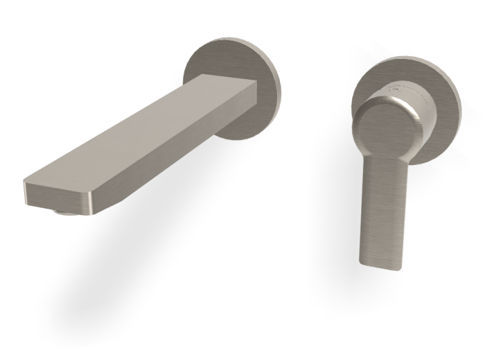 На изображении товар Смеситель для раковины Carlo Frattini Mast, однорычажный, с донным клапаном Click-Clack, Н-125 мм, внешняя часть, цвет никель брашированный от официального представителя в Москве