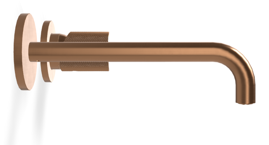 Смеситель для раковины Carlo Frattini Spillo Tech, ручка G Collection, настенный, с донным клапаном Click-Clack, излив 200 мм, внешняя часть, цвет брашированная янтарная бронза - изображение 2