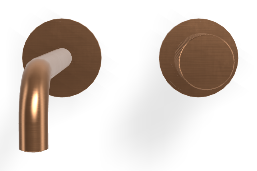 Смеситель для раковины Carlo Frattini Spillo Tech, ручка G Collection, настенный, с донным клапаном Click-Clack, излив 200 мм, внешняя часть, цвет брашированная янтарная бронза - изображение 1