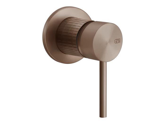 На изображении товар Смеситель Gessi316, однорычажный, на 1 выход, встраиваемый, ⌀65хh114 мм, внешняя часть, цвет Copper Brushed PVD от официального представителя в Москве