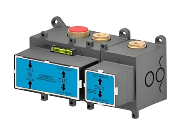 На изображении товар Скрытая часть Zucchetti, для встраиваемого термостатического смесителя для душа, с нажимным переключением на 2 потребителя: ручной душ и верхний душ, G 3/4" от официального представителя в Москве