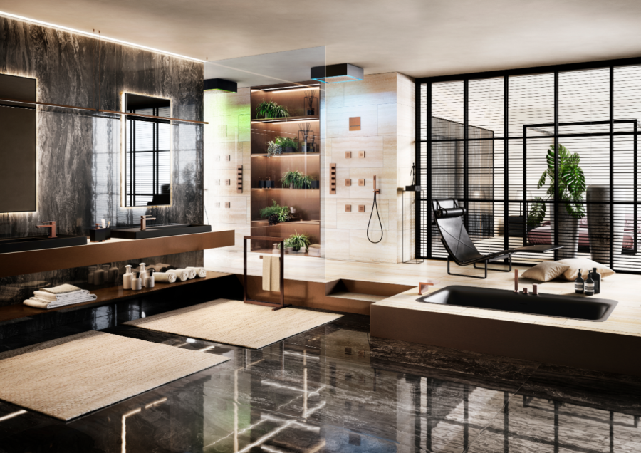 Накладная панель верхнего душа Gessi Afilo, 300х500 мм, цвет Black metal brushed PVD