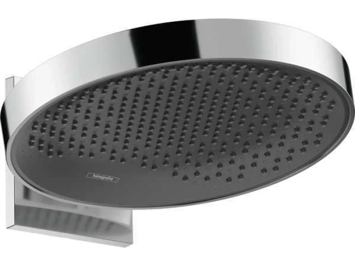 На изображении товар Верхний душ Hansgrohe Rainfinity 1jet, круглый D-360 мм., 1 тип струи, с настенным держателем, цвет Хром от официального представителя в Москве