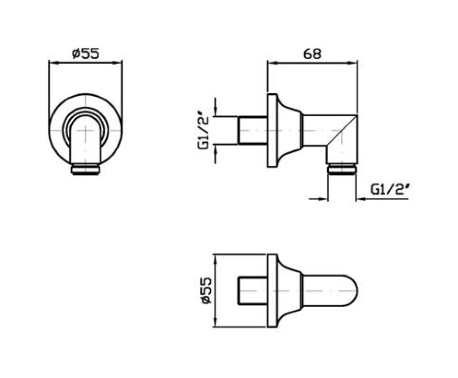 Шланговое подсоединение Zucchetti Agora, настенное, 1/2”x1/2”, цвет хром - изображение 1