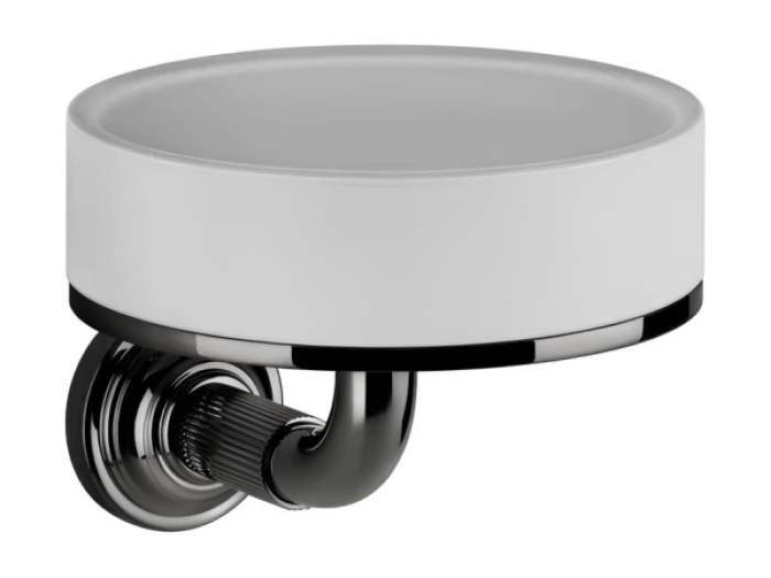 На изображении товар Мыльница Gessi Venti20, настенная, ø115 мм, цвет White/Black Metal PVD от официального представителя в Москве