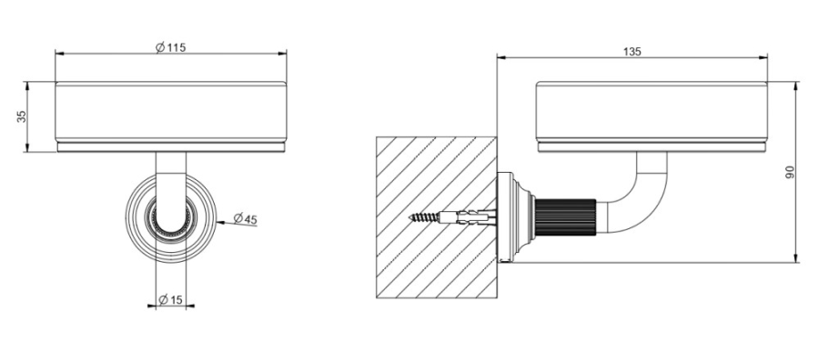 Мыльница Gessi Venti20, настенная, ø115 мм, цвет White/Black Metal PVD - изображение 2