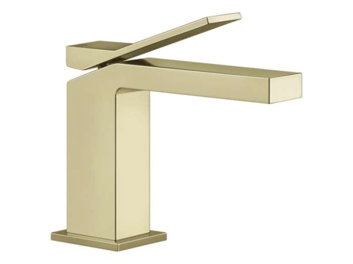 На изображении товар Смеситель для раковины Gessi Rettangolo K, без донного клапана, цвет Brass PVD от официального представителя в Москве