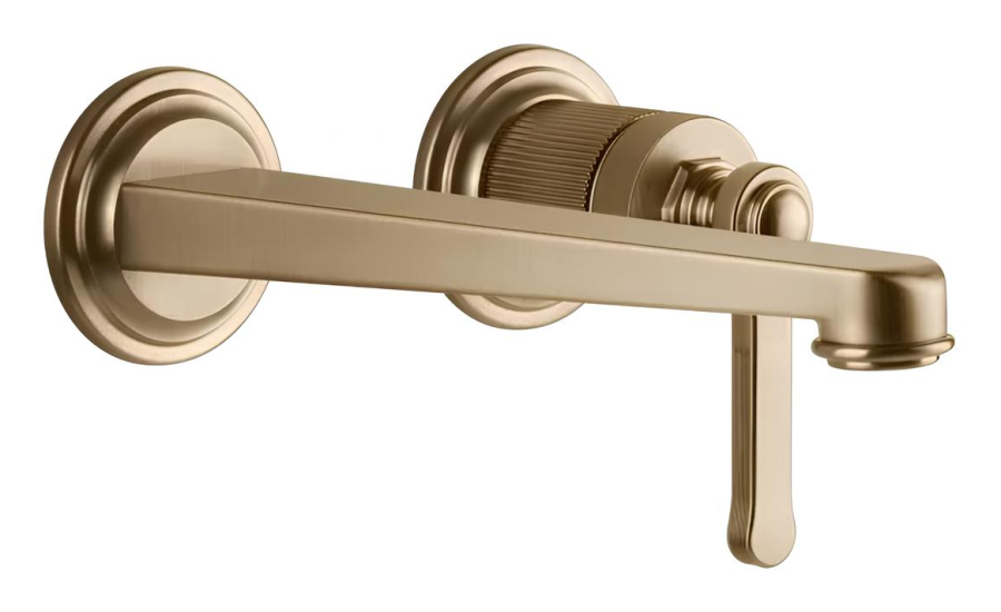 Смеситель Gessi Venti20, настенный, со средним изливом, без донного клапана, внешние части, цвет Warm Bronze Br. PVD