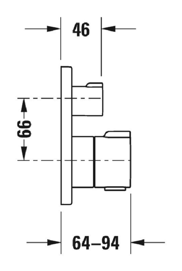 Термостатический смеситель для душа Duravit C.1, внешняя часть, 1 выпуск, квадратная накладка, цвет чёрный матовый - изображение 1