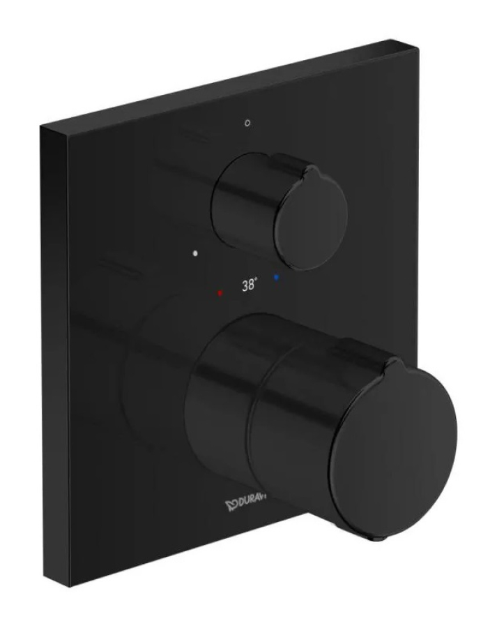 Термостатический смеситель для душа Duravit C.1, внешняя часть, 1 выпуск, квадратная накладка, цвет чёрный матовый