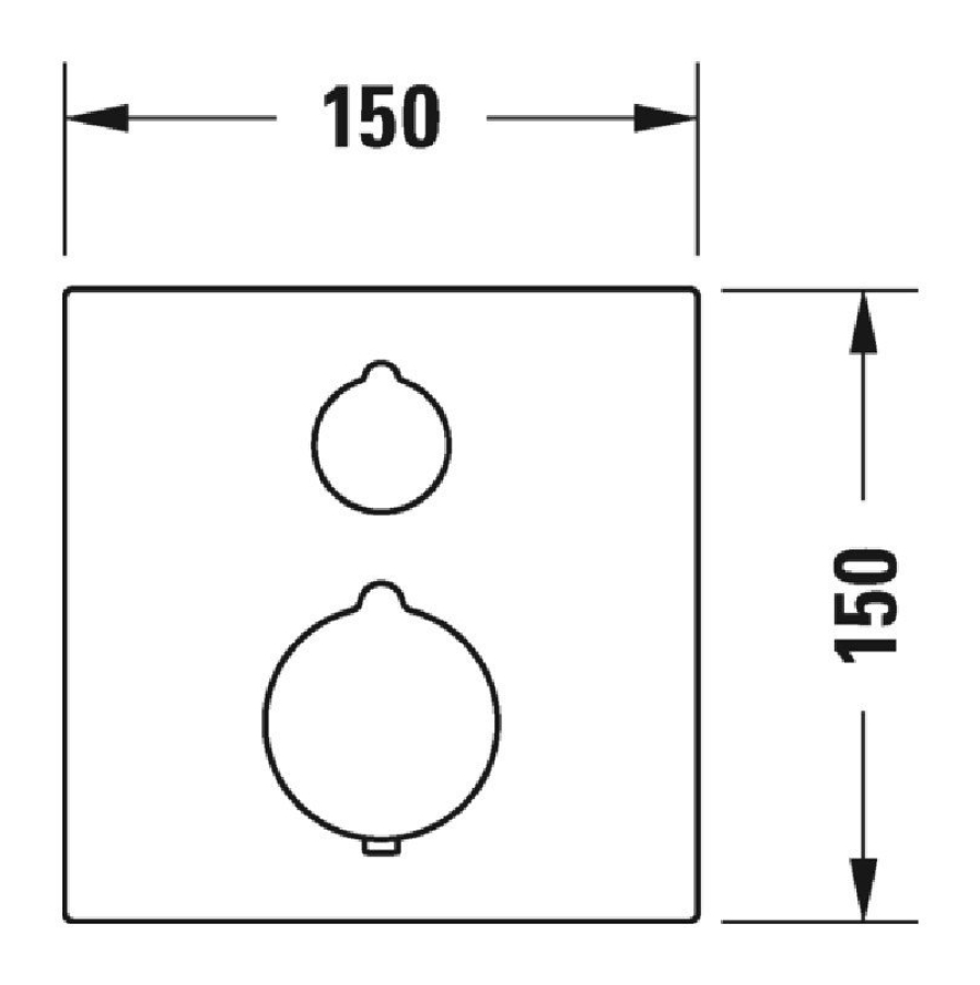 Термостатический смеситель для душа Duravit C.1, внешняя часть, 1 выпуск, квадратная накладка, цвет чёрный матовый - изображение 2