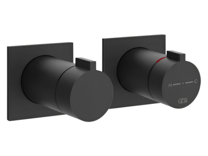 На изображении товар Термостат Gessi Inverso Bath&Shower, внешняя часть, настенный, на 2 позиции, ширина 165 мм, цвет Matte Black от официального представителя в Москве