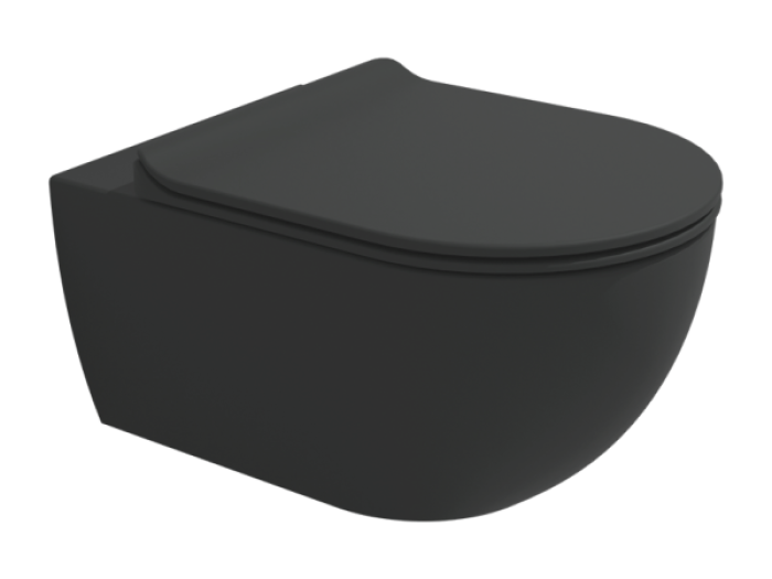 На изображении товар Унитаз Flaminia App, подвесной, 540x360 мм, безободковый с бесшумной системой смыва gosilent, цвет Carbone от официального представителя в Москве