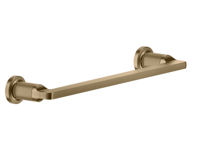 На изображении товар Полотенцедержатель Gessi Inciso L300 мм, настенный, цвет Warm Bronze Brushed PVD от официального представителя в Москве