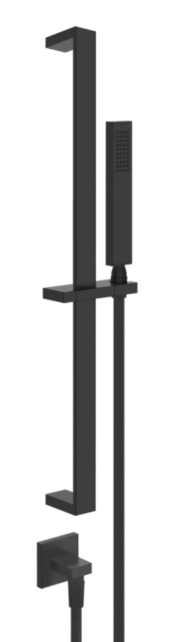 Душевой гарнитур Gessi Rettangolo K, штанга, лейка, шланг, вывод воды, цвет Matte Black