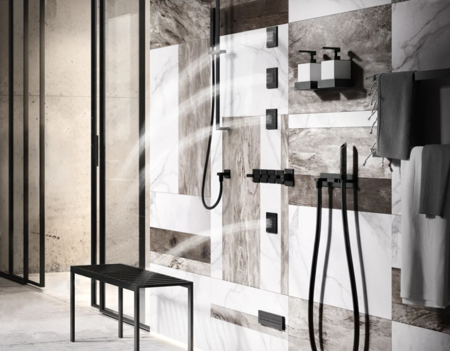 Душевой гарнитур Gessi Rettangolo K, штанга, лейка, шланг, вывод воды, цвет Matte Black - изображение 2