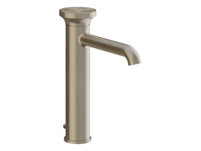 На изображении товар Смеситель для раковины Gessi Origini, средней длины, с донным клапаном, цвет Finox Brushed Nickel от официального представителя в Москве