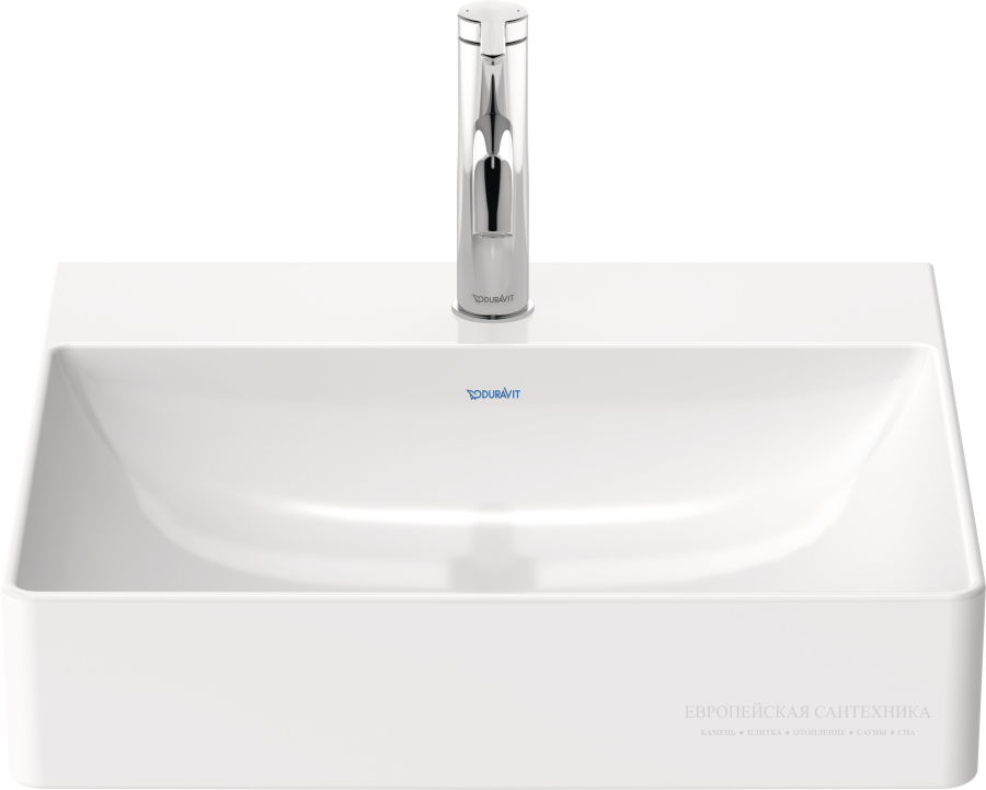 Раковина Duravit DuraSquare с шлифованным низом, 500х470 мм, без перелива, без отверстий под смеситель, цвет белый с покрытием WonderGliss - изображение 2