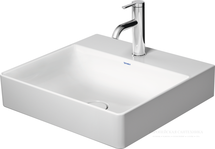 Раковина Duravit DuraSquare с шлифованным низом, 500х470 мм, без перелива, без отверстий под смеситель, цвет белый с покрытием WonderGliss - изображение 1