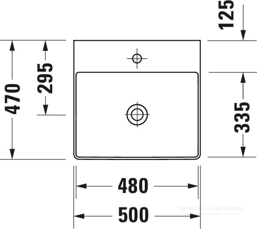 Раковина Duravit DuraSquare с шлифованным низом, 500х470 мм, без перелива, без отверстий под смеситель, цвет белый с покрытием WonderGliss - изображение 6