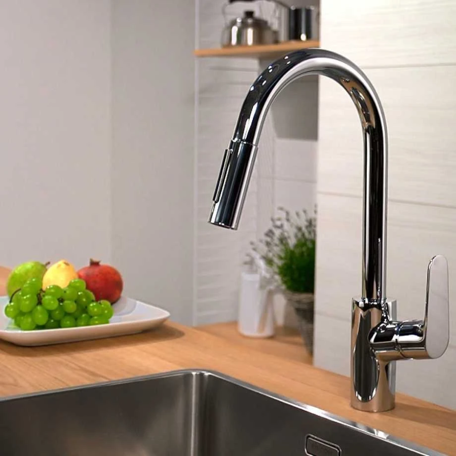 Смеситель для кухни Hansgrohe Focus M41, однорычажный, с выдвижным душем, цвет хром - изображение 4