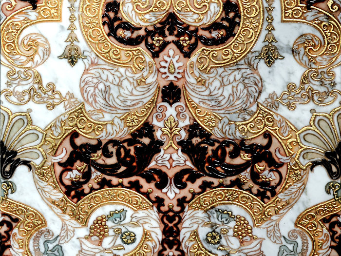 На изображении товар Akros Venezia Камень The Original Merope TSS Bianco Carrara Nero Gold 40x40x1 от официального представителя в Москве