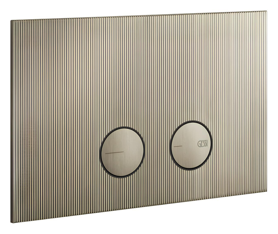 Клавиши смыва Gessi с панелью Rigato, для унитаза, к инсталляции Geberit (Geberit Sigma 8 и Geberit Sigma 12), цвет Finox Brushed Nickel