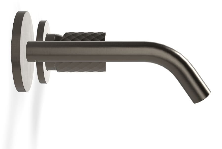 Смеситель для раковины Carlo Frattini Spillo Tech, ручка X Collection, настенный, с донным клапаном Click-Clack, излив 160 мм, внешняя часть, цвет брашированный чёрный хром - изображение 2