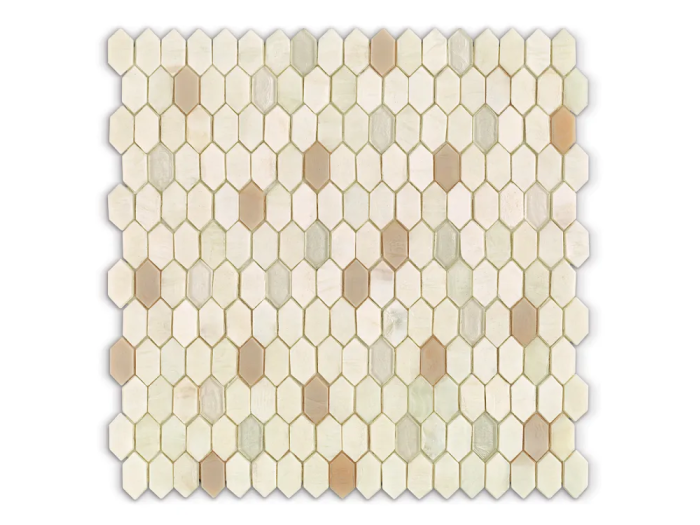 На изображении товар Sicis Стеклянная мозаика Crystal Blends Beluga Mix chips size 31x15 mm sheet size 304x300 mm от официального представителя в Москве