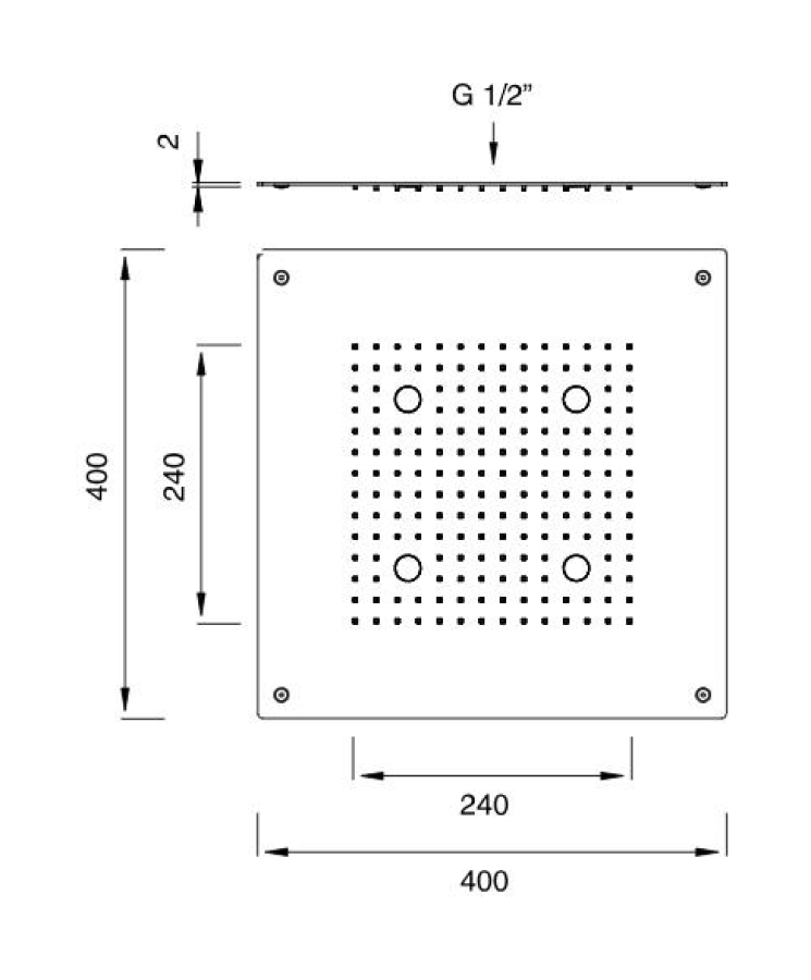Верхний душ CeaDesign Acqua E Luce, встраиваемый, 400х400 мм, с LED хромотерапией и блоком управления, цвет медь сатинированная - изображение 2
