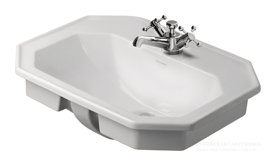 Раковина Duravit Series 1930, встраиваемая сверху, 580х470 мм, с 1-м отверстием под смеситель, цвет белый глянцевый