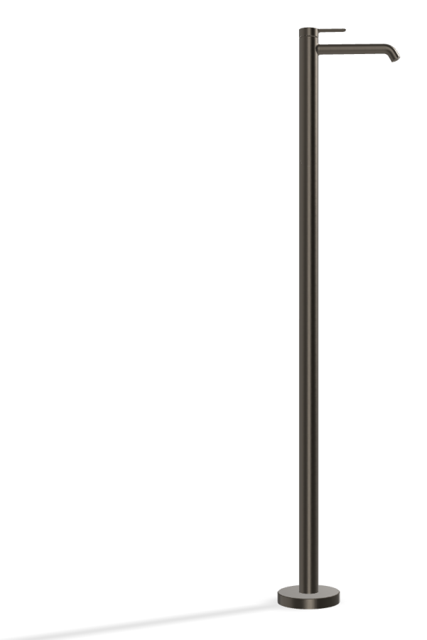 Смеситель для раковины Carlo Frattini Snap, напольного монтажа, с аэратором, глубина 195 мм, внешняя часть, цвет брашированный чёрный хром - изображение 2