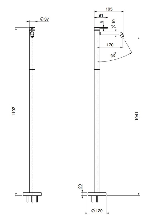 Смеситель для раковины Carlo Frattini Snap, напольного монтажа, с аэратором, глубина 195 мм, внешняя часть, цвет брашированный чёрный хром - изображение 3