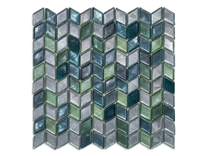 На изображении товар Sicis Стеклянная мозаика Diamond Blends ITEM T45 Sirena Blend chips size 23х40 mm sheet size 251x253 mm от официального представителя в Москве