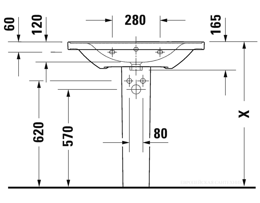 Раковина Duravit D-Neo для мебели, 800x480 мм, на 1 отверстие под смеситель, цвет белый - изображение 12