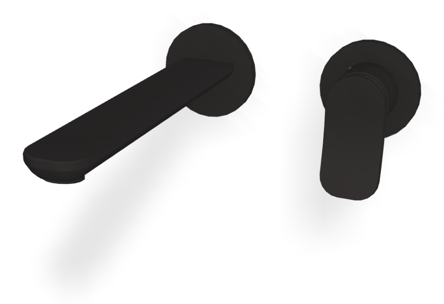 Смеситель для раковины Carlo Frattini Flo, настенный, с донным клапаном Click-Clack, L-218 мм, внешняя часть, цвет чёрный матовый