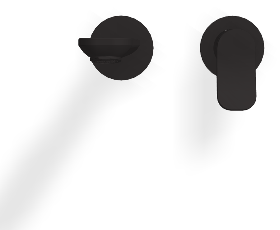 Смеситель для раковины Carlo Frattini Flo, настенный, с донным клапаном Click-Clack, L-218 мм, внешняя часть, цвет чёрный матовый - изображение 1