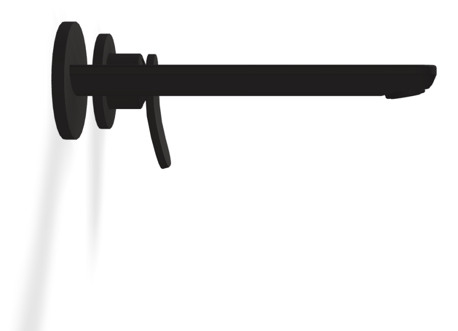 Смеситель для раковины Carlo Frattini Flo, настенный, с донным клапаном Click-Clack, L-218 мм, внешняя часть, цвет чёрный матовый - изображение 2