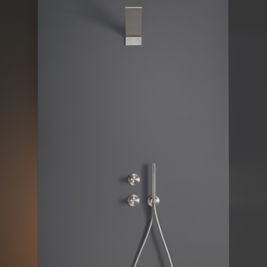 Душ ручной CeaDesign Free Ideas, цилиндрический Ø 18 мм, с настенным держателем и подключением к воде, сталь, цвет сатинированное светлое золото - изображение 2