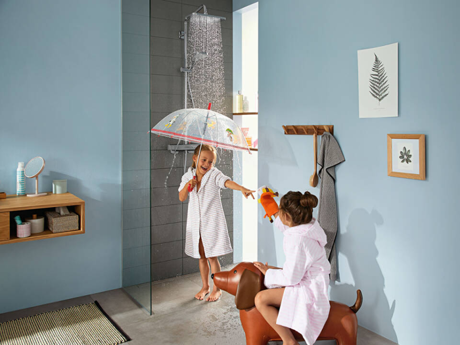 Душевой комплект Hansgrohe Croma E : термостат внешняя +скрытая часть часть 280 1jet с Ecostat E, верхний душ 280x170 мм, ручной душ, шланг 1250 мм, цвет хром глянец - изображение 2