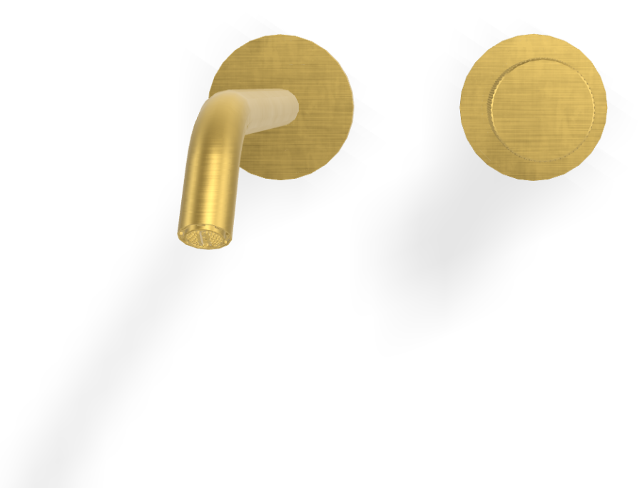 Смеситель для раковины Carlo Frattini Spillo Tech, ручка G Collection, настенный, с донным клапаном Click-Clack, излив 210 мм, внешняя часть, цвет брашированное золото - изображение 1