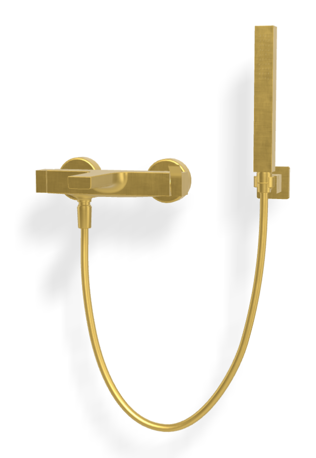 Смеситель для ванны Carlo Frattini Zeta, настенный, с душевым комплектом, цвет брашированное золото