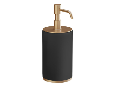 На изображении товар Дозатор для жидкого мыла Gessi Origini настольный, колба из чёрного композитного материала, цвет Warm Bronze от официального представителя в Москве