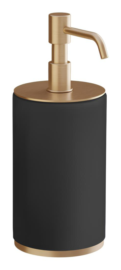 Дозатор для жидкого мыла Gessi Origini настольный, колба из чёрного композитного материала, цвет Warm Bronze